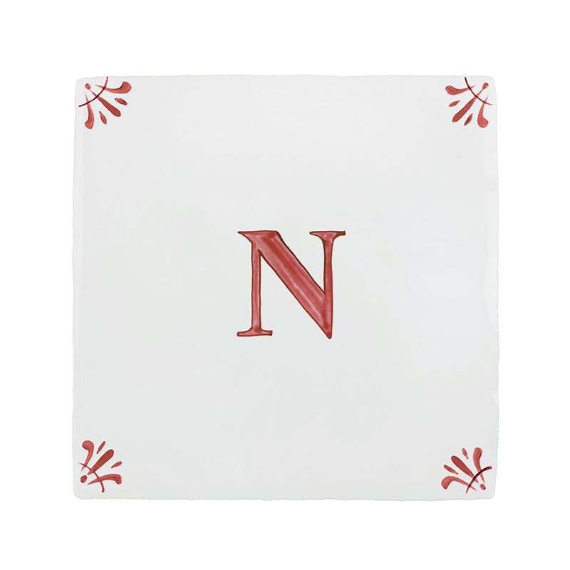 Alphabet N Delft Tile