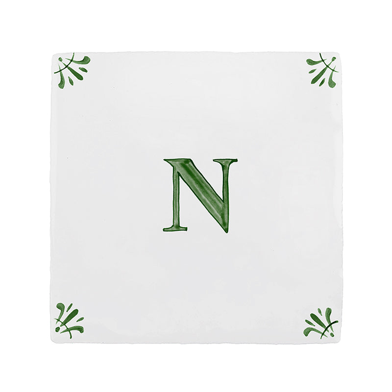 Alphabet N Delft Tile