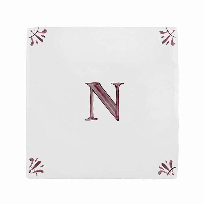 Alphabet N Delft Tile