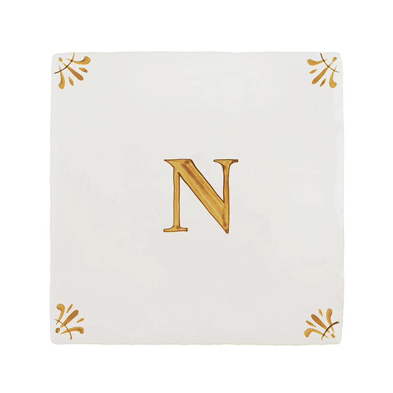 Alphabet N Delft Tile