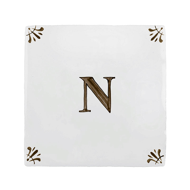 Alphabet N Delft Tile