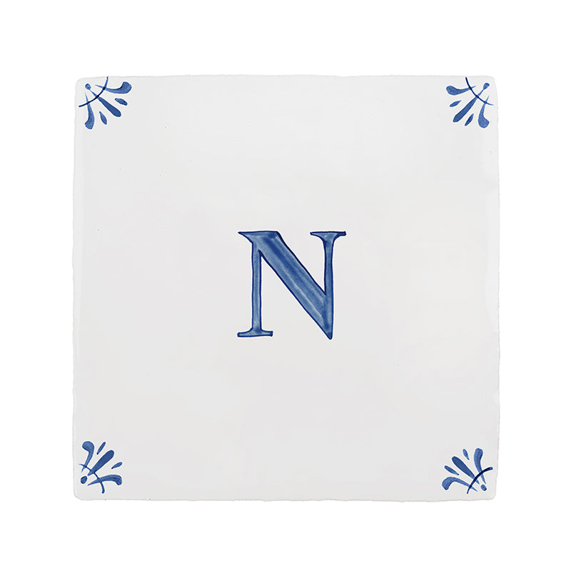 Alphabet N Delft Tile
