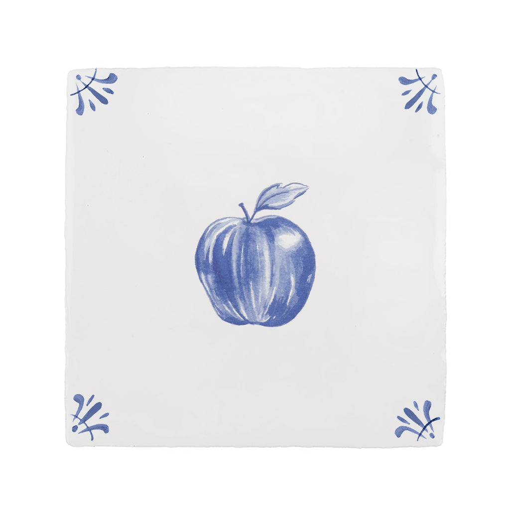 End of Line Apple Delft Tile - Blue 15cm