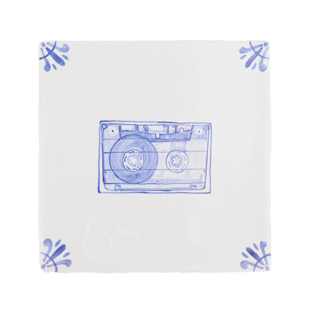 End of Line, Cassette Delft Tile, Blue, 12.5cm