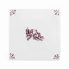 White tile with manganese castle design with decorative corners