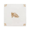 White tile with mustard
 castle design with decorative corners