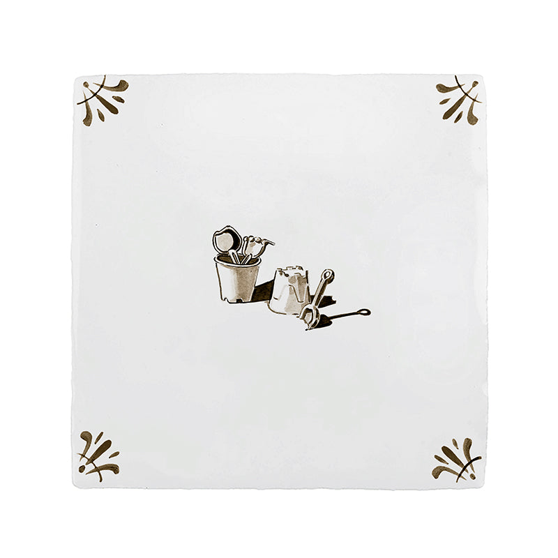 Bucket and Spade Delft Tile