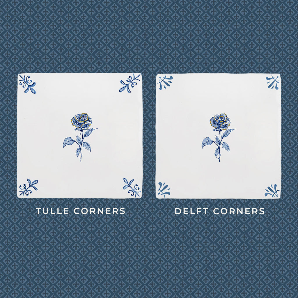 Snowdrop Delft Tile, Gold Lustre