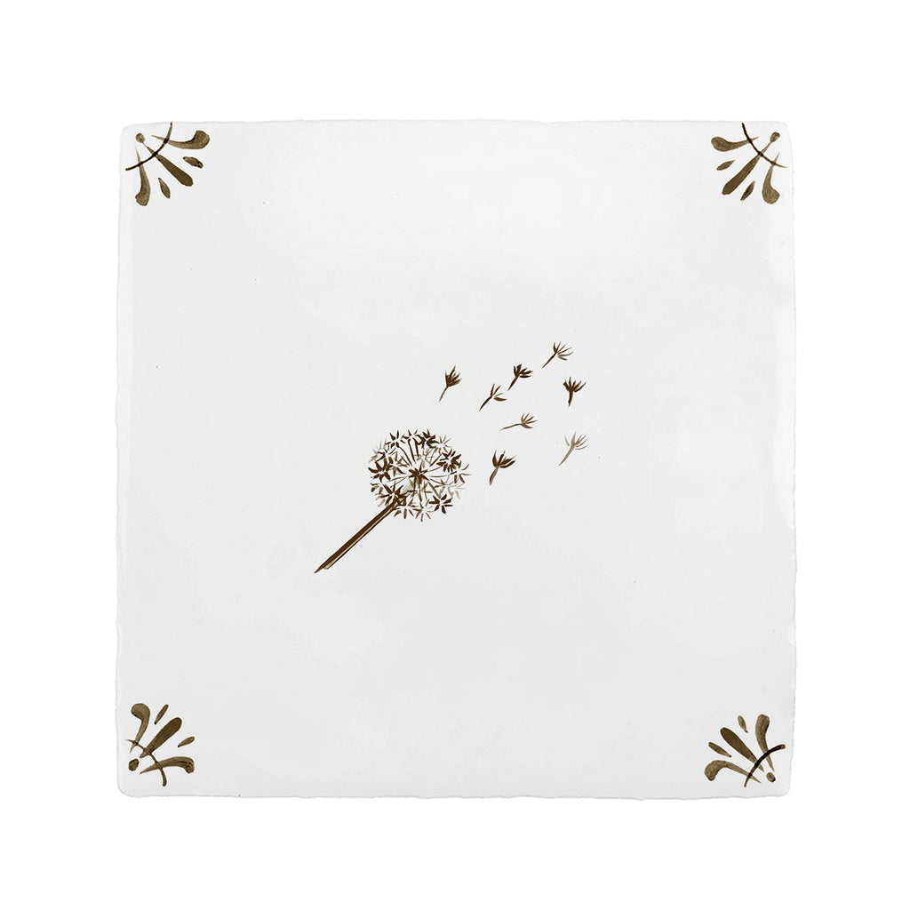 Dandelion Clock Delft Tile
