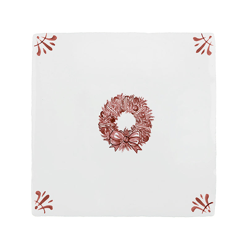 Festive Wreath Delft Tile