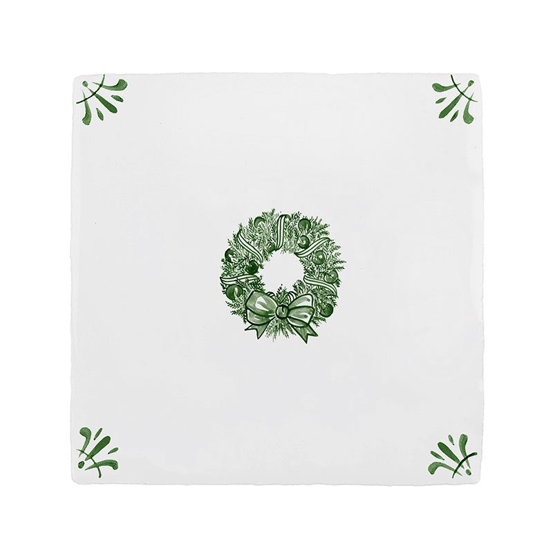 Festive Wreath Delft Tile