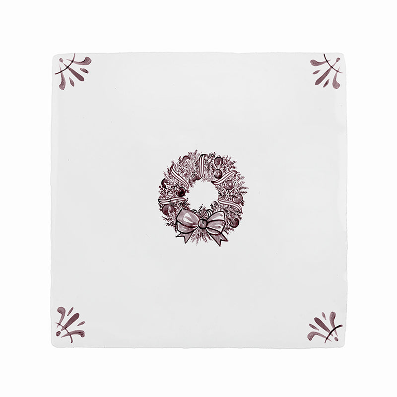 Festive Wreath Delft Tile