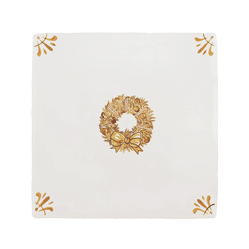 Festive Wreath Delft Tile