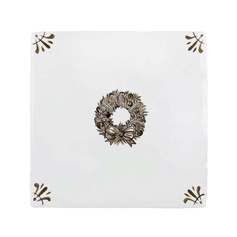 Festive Wreath Delft Tile
