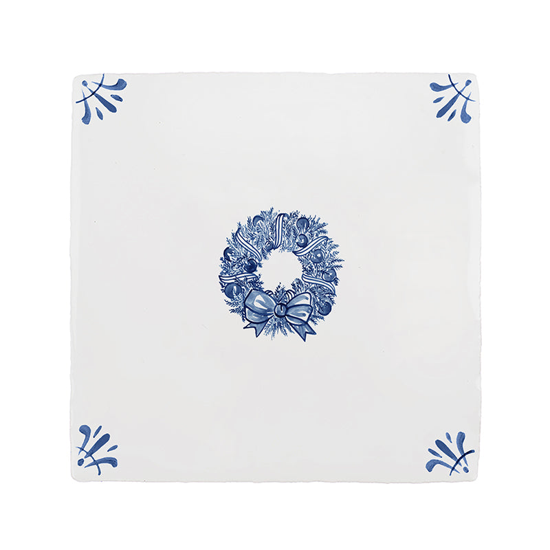 Festive Wreath Delft Tile