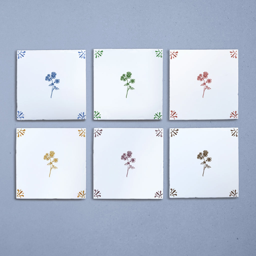 Forget Me Not Delft Tile