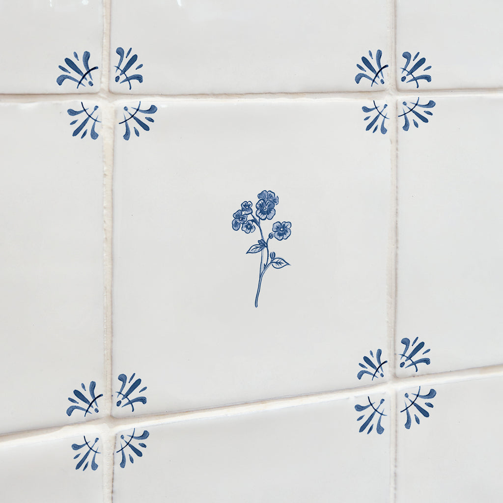 Forget Me Not Delft Tile