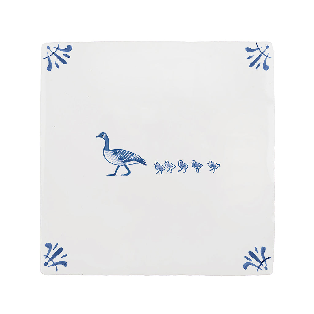 Goose & Goslings Delft Tile