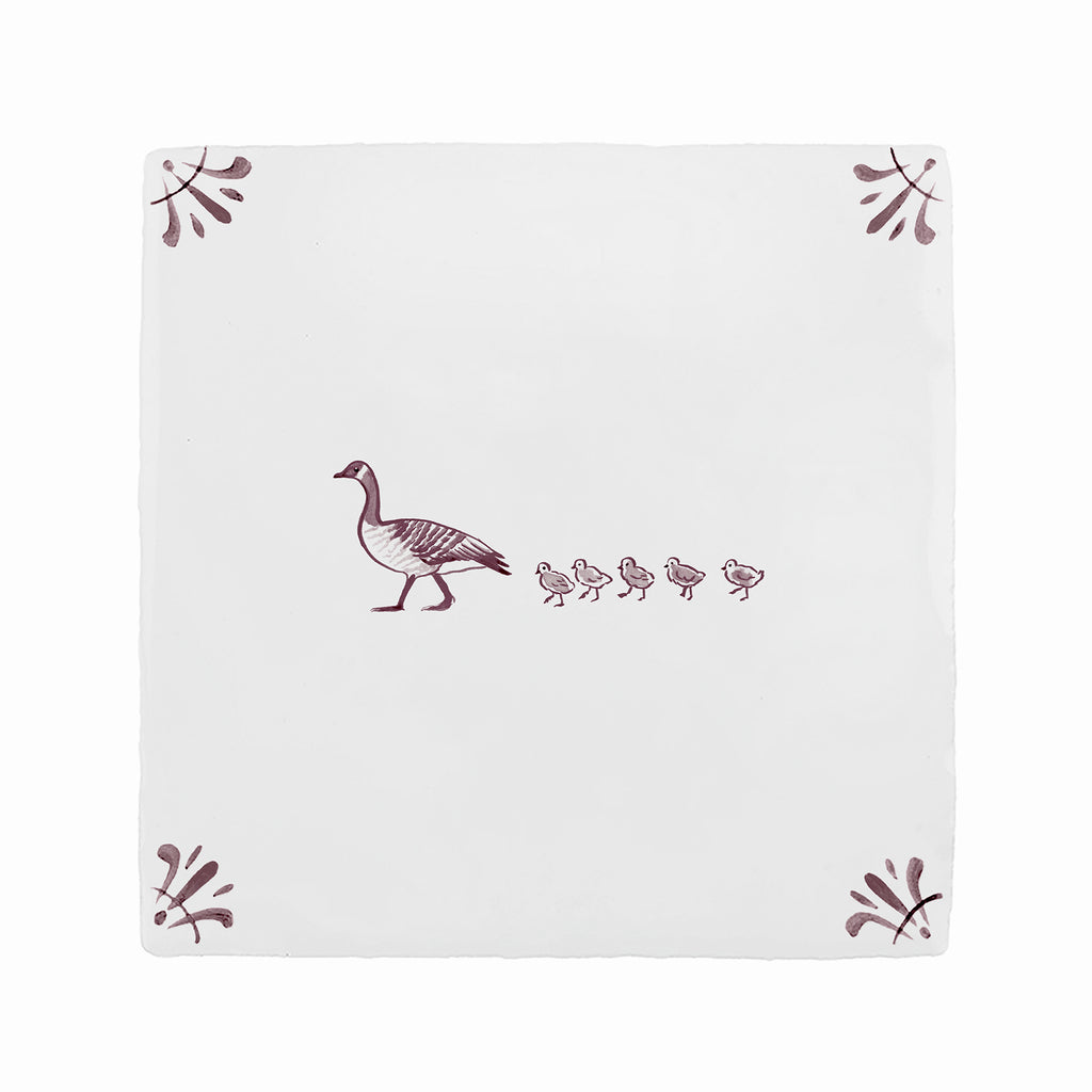 Goose & Goslings Delft Tile