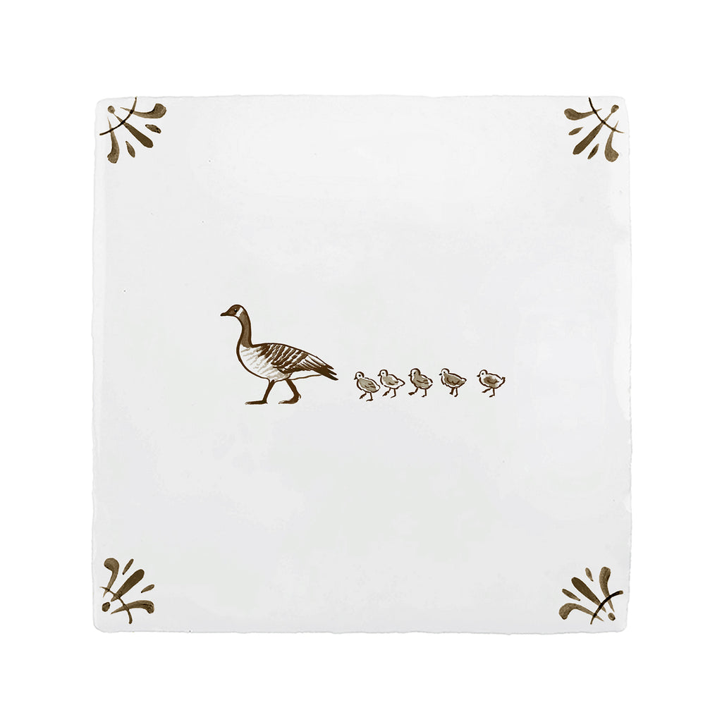 Goose & Goslings Delft Tile