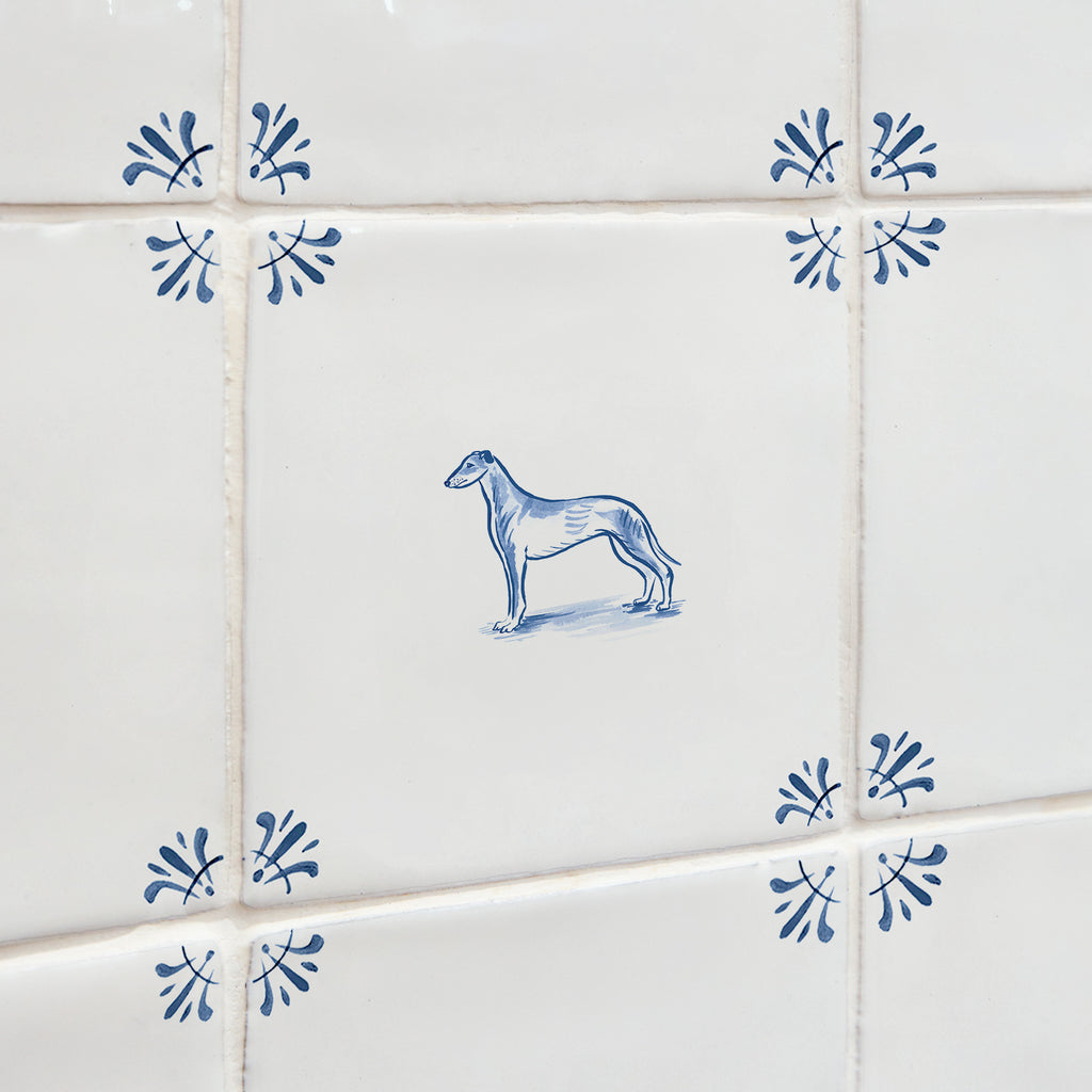 Greyhound Delft Tile