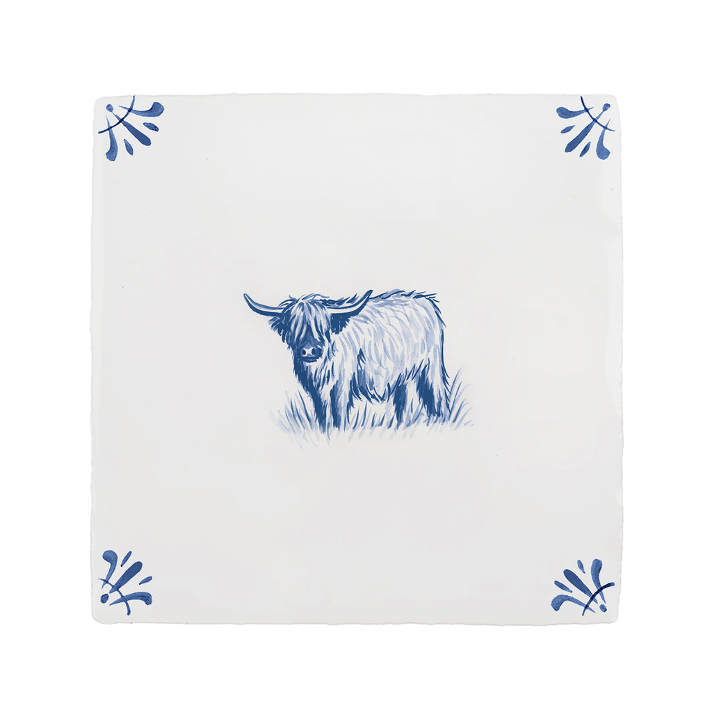 Highland Cow Delft Tile
