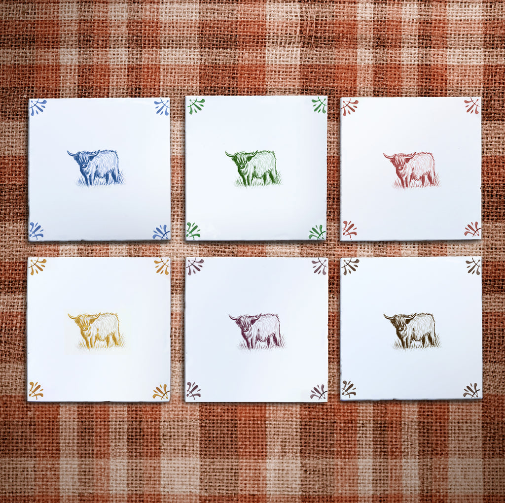 Highland Cow Delft Tile