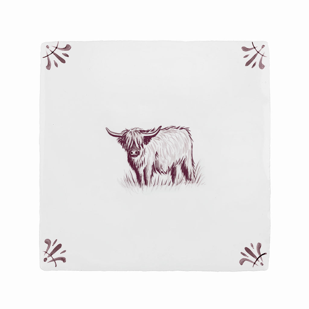 Highland Cow Delft Tile
