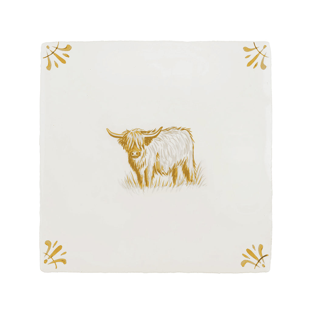 Highland Cow Delft Tile
