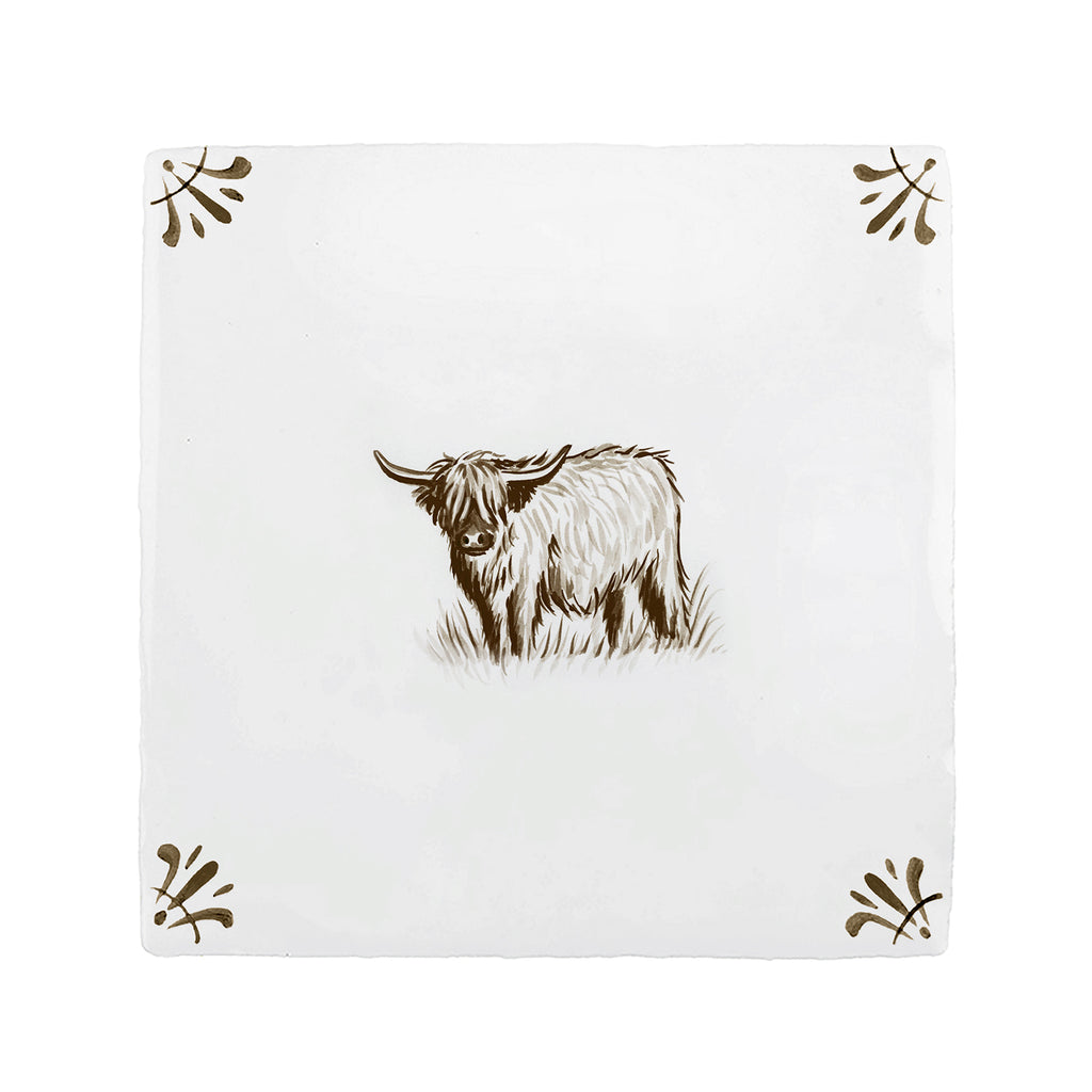 Highland Cow Delft Tile