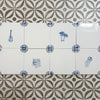 End of Line, set of 8 Delft Tiles, Petal Corners, 12.5cm