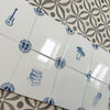 End of Line, set of 8 Delft Tiles, Petal Corners, 12.5cm
