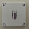 End of Line Pint of Irish Stout Delft Tile - Manganese 12.5cm
