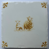End of Line Sheep and Lamb Delft Tile - Mustard 12.5cm