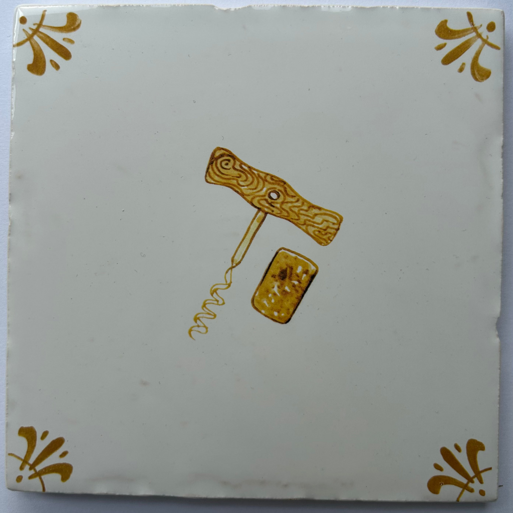 End of Line Cork Screw Delft Tile - Mustard 12.5cm