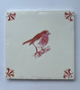 End of Line Robin Redbreast Delft Tile - Crimson 12.5cm