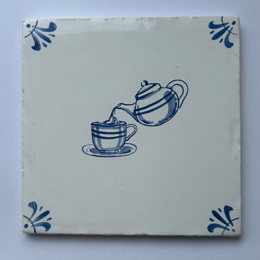 End of Line Tea Time Delft Tile - Blue 12.5cm