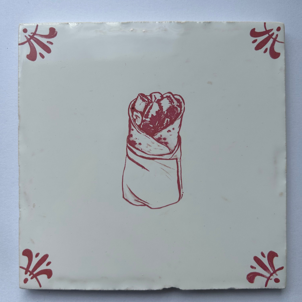 End of Line Shawarma Delft Tile - Crimson 12.5cm