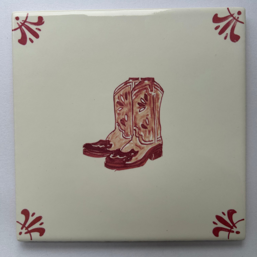 End of Line Cowboy Boots Delft Tile - Crimson 12.5cm