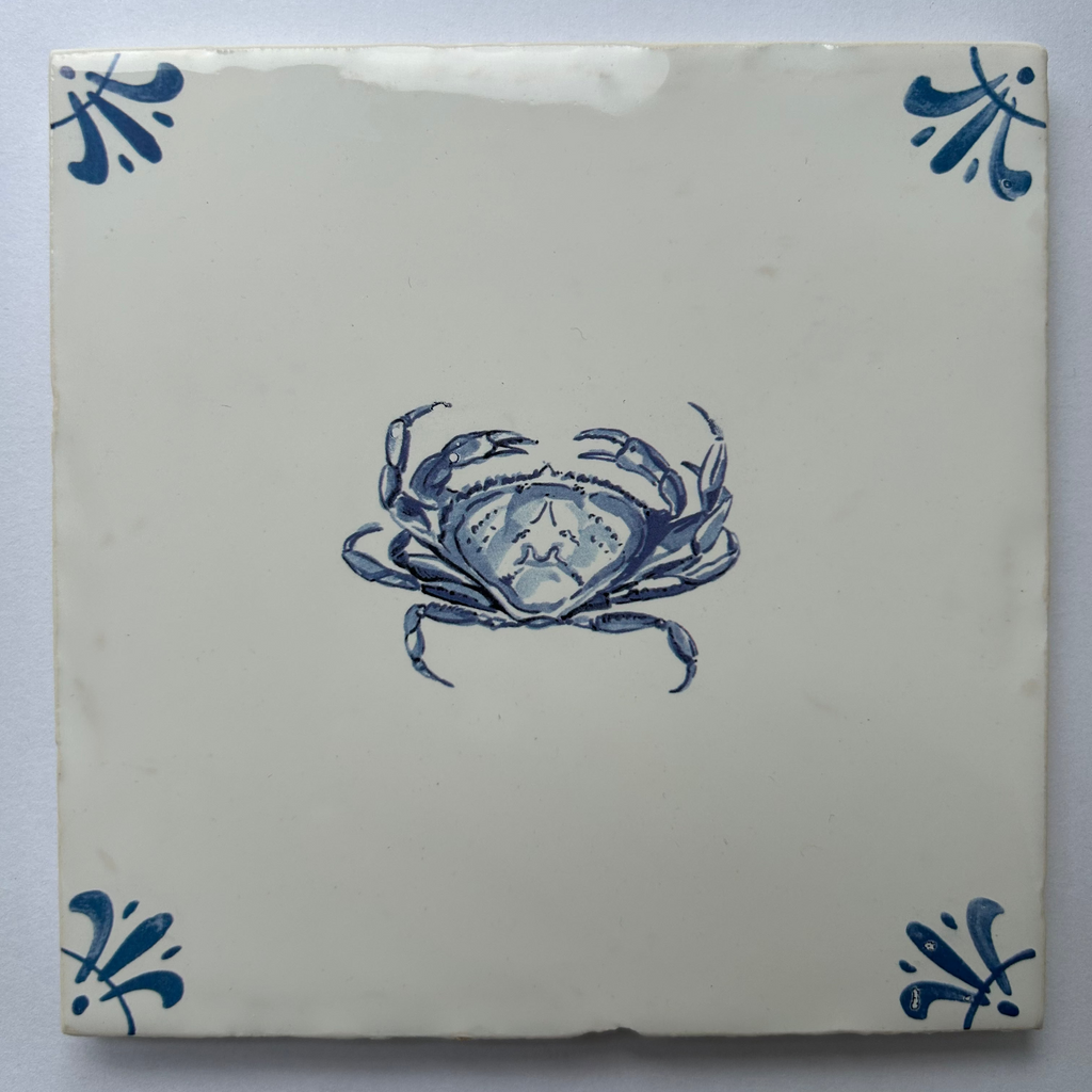 End of Line Crab Delft Tile - Blue 12.5cm