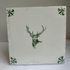 End of Line Stag Delft Tile - Green 12.5cm