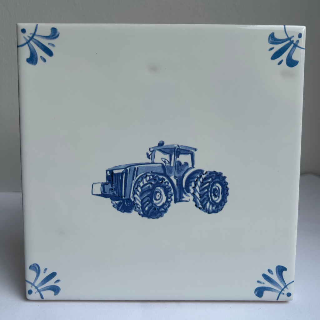 End of Line TRACTOR Delft Tile - Blue 12.5cm