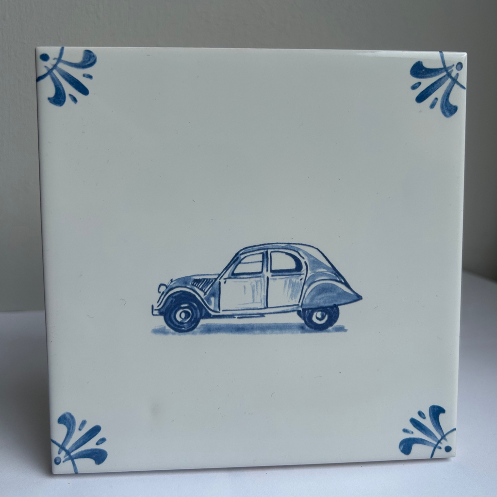 End of Line Citroen 2CV Delft Tile - Blue 12.5cm