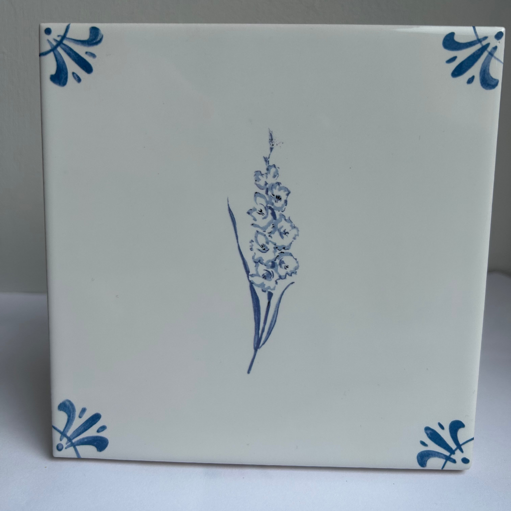 End of Line Gladioli Delft Tile - Blue 12.5cm