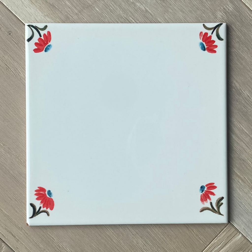 15cm, End of Line, Daisy Corners Tile, Red