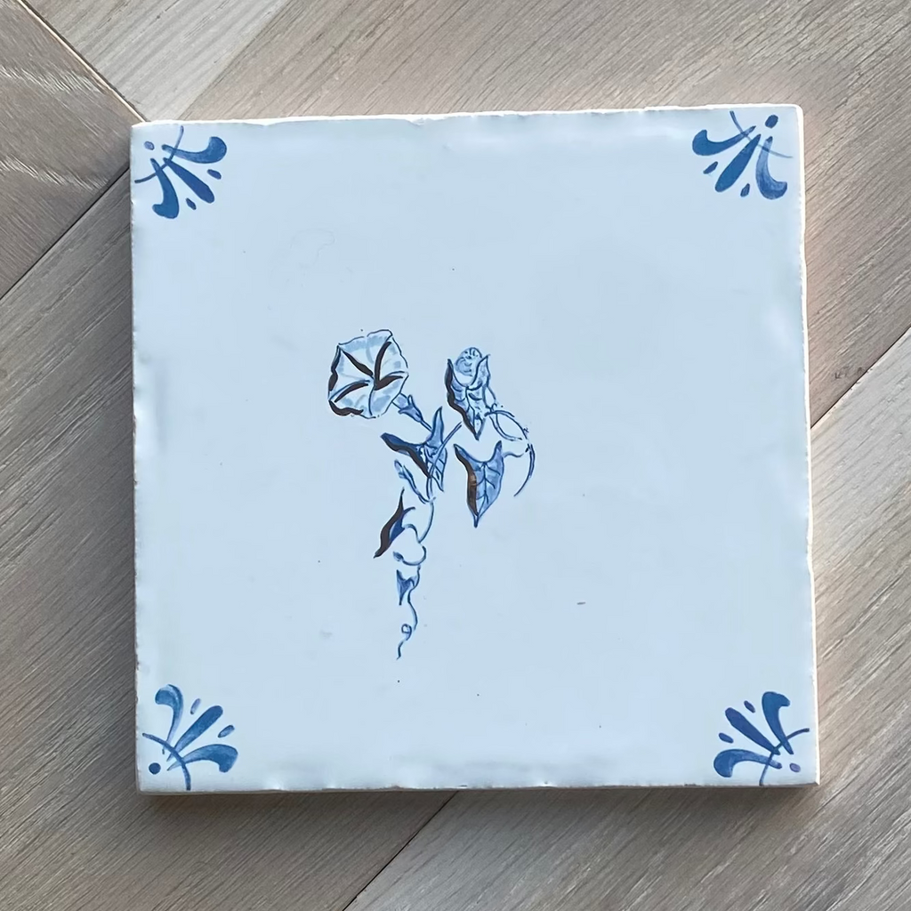 End of Line, Gold Lustre Tile, Morning Glory, 12.5cm