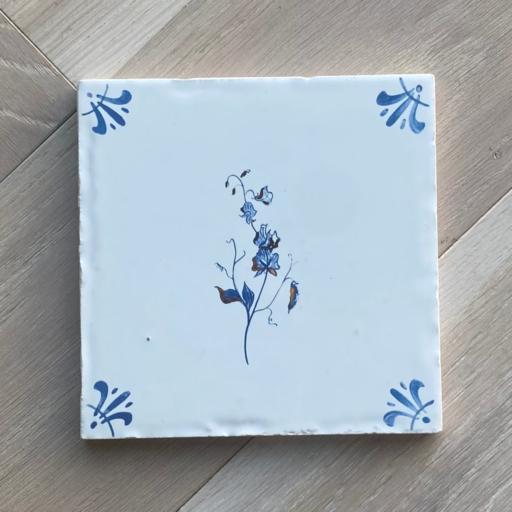 End of Line, Gold Lustre Tile, Sweet Pea, 12.5cm