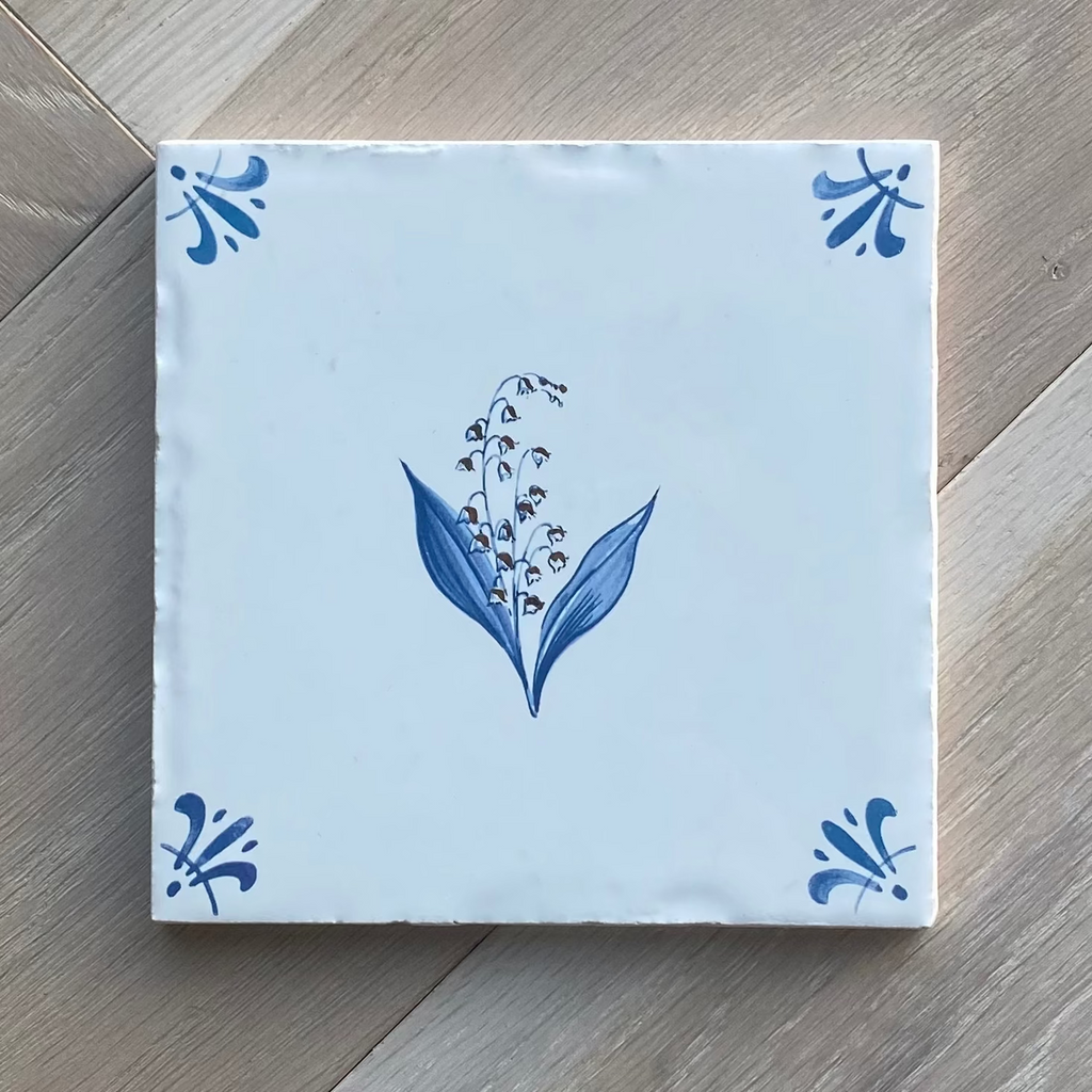Gold Lustre Tile, Lily of the Valley