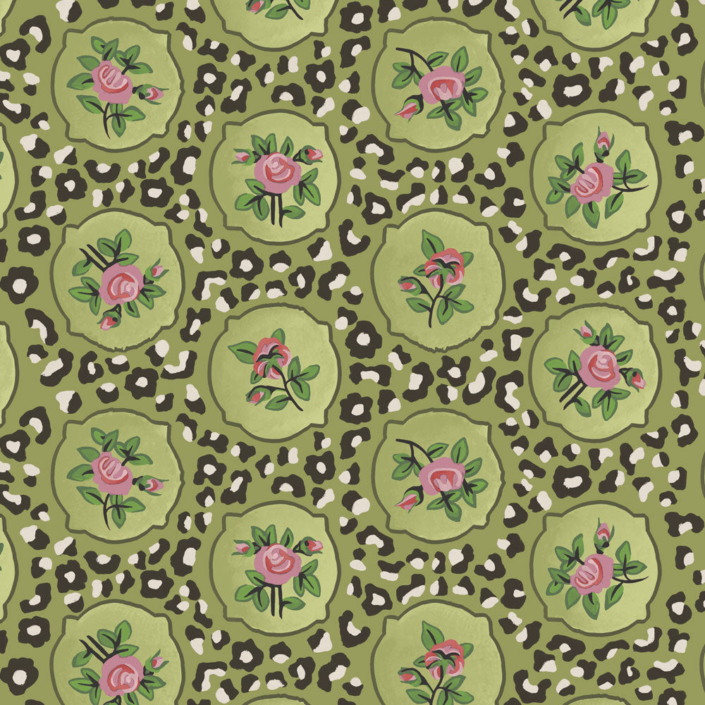 Leopard and Roses Wallpaper