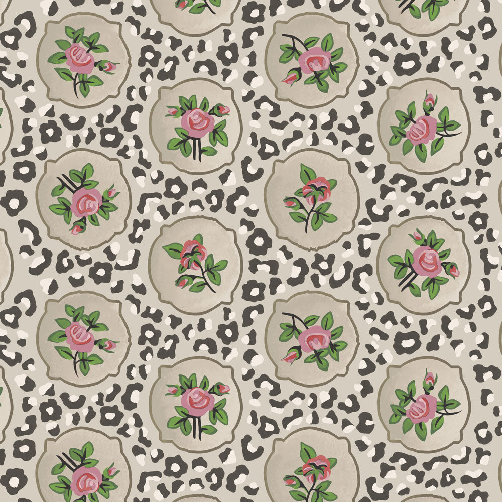 Leopard and Roses Wallpaper